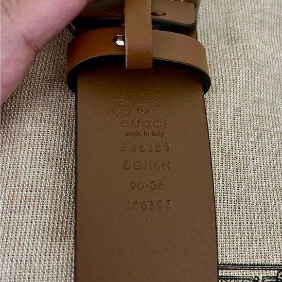 NEW GUCCI 546389 INTERLOCKING LEATHER BELT BROWN - SIZE 90/36 $550 - Picture 6 of 7